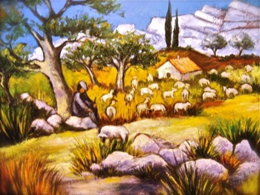 Peinture intitulée "Pastorale" par Nicole Benoit, Œuvre d'art originale, Huile