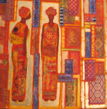 Peinture intitulée "Les Africaines" par Nicole Biles, Œuvre d'art originale, Huile