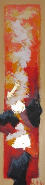 Peinture intitulée "En rouge et or" par Nicole Biles, Œuvre d'art originale, Huile