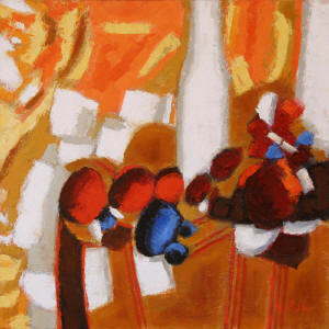 Peinture intitulée "Fruits oranges et b…" par Nicole Biles, Œuvre d'art originale, Huile