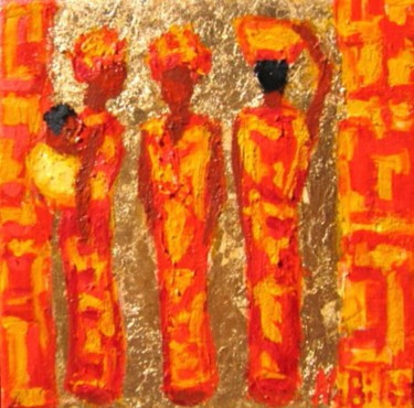 Peinture intitulée "Les trois AFRICAINES" par Nicole Biles, Œuvre d'art originale, Huile