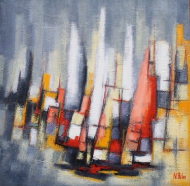 Painting titled "BATEAUX DANS LE BRO…" by Nicole Biles, Original Artwork