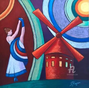 Schilderij getiteld "Moulin rouge" door Nicole Fageon, Origineel Kunstwerk, Olie