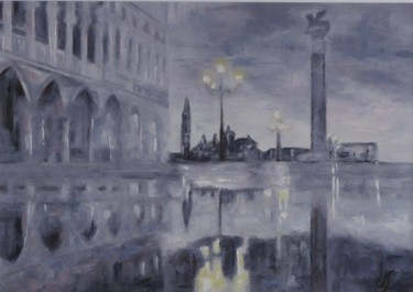 Peinture intitulée "Venise Place St Marc" par Nicole Serres, Œuvre d'art originale, Huile