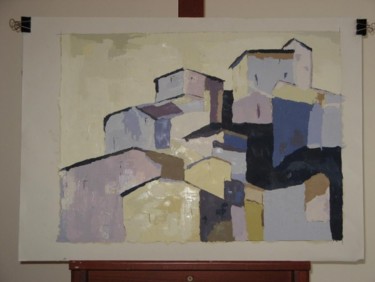 Painting titled "Village de Toscane" by Nicole Serres, Original Artwork