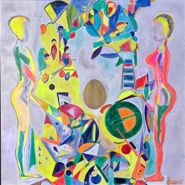 Картина под названием "Das Ei" - Nicoleta Albei-Wigger, Подлинное произведение искусства, Акрил Установлен на Деревянная рам…