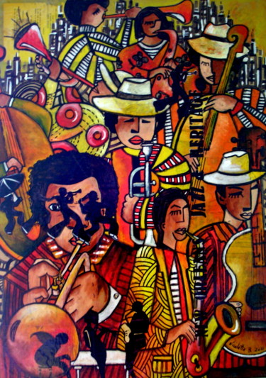 Malerei mit dem Titel "Jazz & Heritage" von Nicoletta B., Original-Kunstwerk, Öl