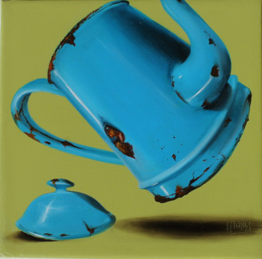 Pintura intitulada "teiera azzurra - co…" por Nicoletta Bagatti, Obras de arte originais, Óleo