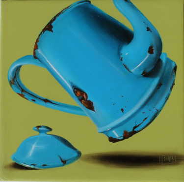 teiera azzurra - cogli l'attimo 26 Schilderij getiteld "teiera azzurra - co…" door Nicoletta Bagatti, Origineel Kunstwerk, Olie