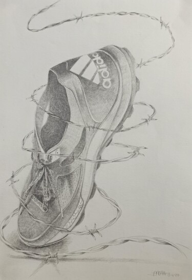 Tekening getiteld "LOCKDOWN" door Nicoletta Bagatti, Origineel Kunstwerk, Potlood