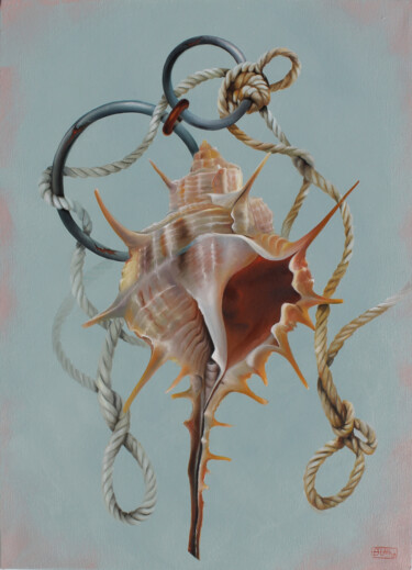 Картина под названием "FRAGILE - sospesi 21" - Nicoletta Bagatti, Подлинное произведение искусства, Масло Установлен на Дере…
