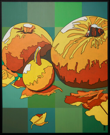 Painting titled "Pumpkin - October" by Nicoletta Belli, Original Artwork, Acrylic