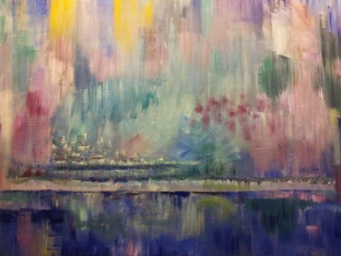 Pittura intitolato "riflessi del lago" da Nicoletta Furlan, Opera d'arte originale, Olio
