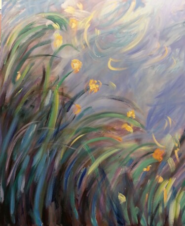 Pittura intitolato "Iris Gialli" da Nicoletta Furlan, Opera d'arte originale, Acrilico