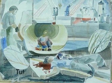 Painting titled "Lavoro in fabbrica" by Maria Nicoletta Ballarin, Original Artwork, Other