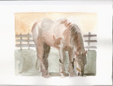Pittura intitolato "Cavallo al pascolo" da Maria Nicoletta Ballarin, Opera d'arte originale, Olio