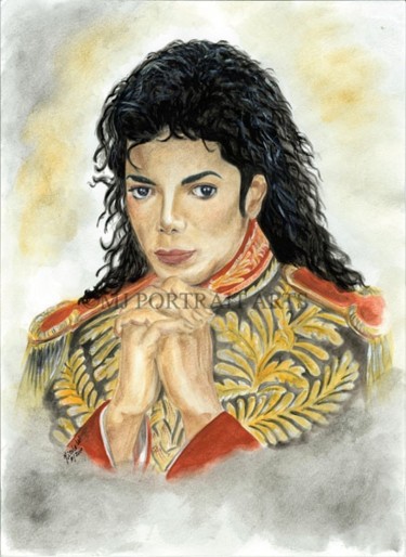 Painting titled "Michael Jackson - A…" by Nicole Wang, Original Artwork, Oil