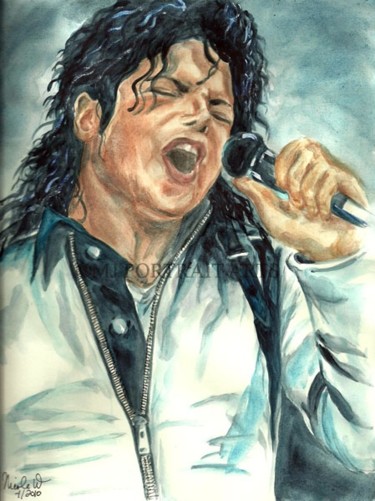 Painting titled "Michael Jackson - B…" by Nicole Wang, Original Artwork, Oil