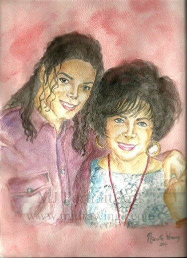 Painting titled "Michael Jackson and…" by Nicole Wang, Original Artwork, Oil