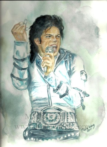 Painting titled "Michael Jackson Bad…" by Nicole Wang, Original Artwork, Oil