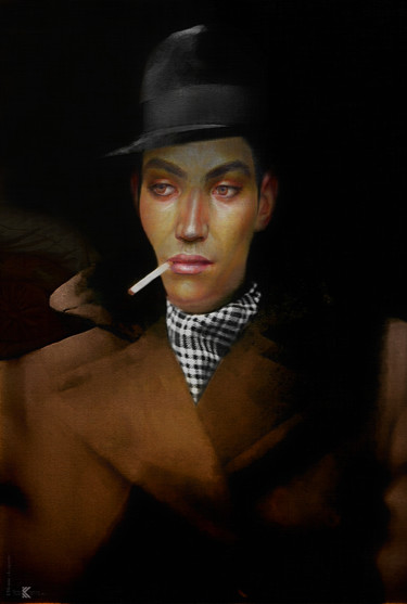 Digitale Kunst getiteld "L'HOMME À LA CIGARE…" door Nictsi Khamira, Origineel Kunstwerk, Digitaal Schilderwerk