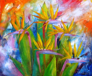 Painting titled "bird-of-paradise-ii…" by Niculae Adel, Original Artwork, Oil