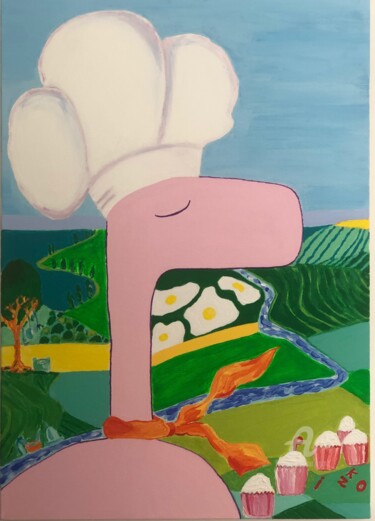 Painting titled "Cook Pinko" by Nida Acun, Original Artwork, Acrylic