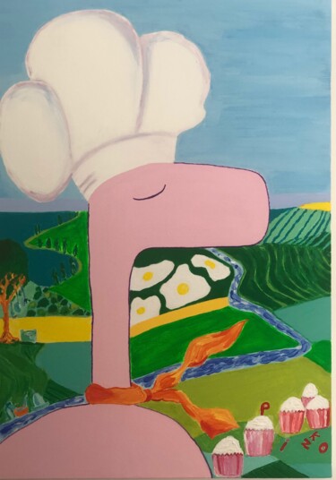 Painting titled "Cook Pinko" by Nida Acun, Original Artwork, Acrylic