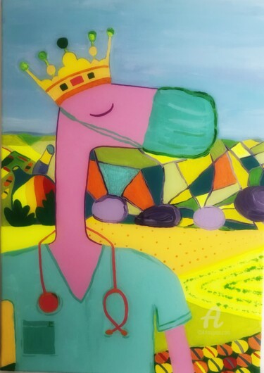 Painting titled "Doctor Pinko" by Nida Acun, Original Artwork, Acrylic