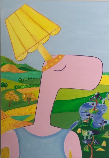 Painting titled "Creative Pinko" by Nida Acun, Original Artwork, Acrylic
