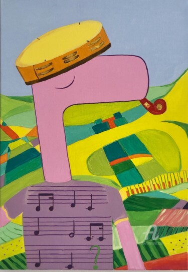 「Musician Pinko」というタイトルの絵画 Nida Acunによって, オリジナルのアートワーク, アクリル
