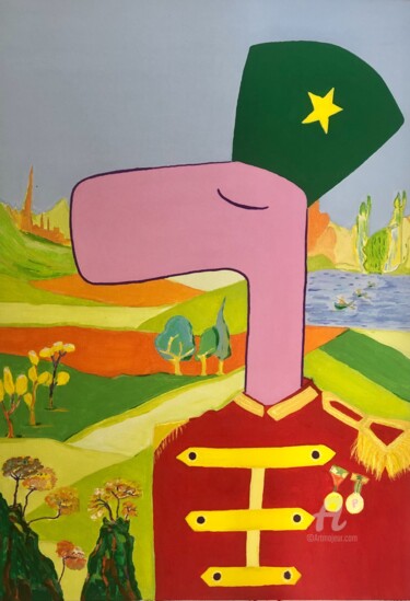Malerei mit dem Titel "Bandsman Pinko" von Nida Acun, Original-Kunstwerk, Acryl