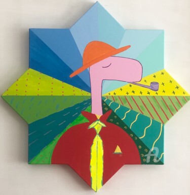 Peinture intitulée "Intellectual Pinko" par Nida Acun, Œuvre d'art originale, Acrylique