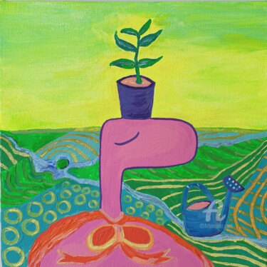 Peinture intitulée "Nature Pinko" par Nida Acun, Œuvre d'art originale, Acrylique