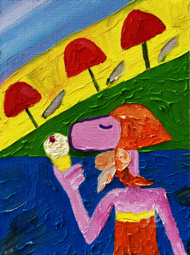 Painting titled "ICE CREAM PİNKO" by Nida Acun, Original Artwork, Oil