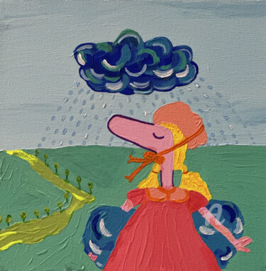 Картина под названием "MY CLOUD" - Nida Acun, Подлинное произведение искусства, Акрил Установлен на Деревянная рама для носи…