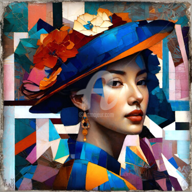 Arts numériques intitulée "La femme au chapeau" par Nidigicrea, Œuvre d'art originale, Image générée par l'IA