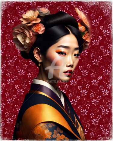 Arte digital titulada "Portrait of a Geisha" por Nidigicrea, Obra de arte original, Pintura Digital