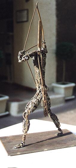 Sculpture intitulée "Gladiateur à l'arc," par Niels Jensen, Œuvre d'art originale