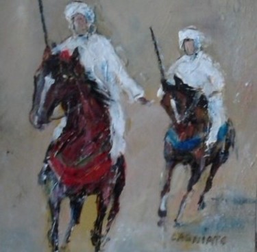 Peinture intitulée "Cavaliers-2." par Antoinette Carniato, Œuvre d'art originale
