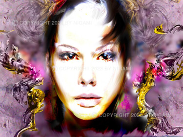 Digitale Kunst mit dem Titel "Face Fact AJ" von Nigami, Original-Kunstwerk, Manipulierte Fotografie