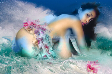 Photographie intitulée "Wave Watching" par Nigami, Œuvre d'art originale, Photographie manipulée