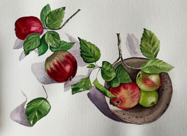 Painting titled "Apples" by Nihal Özdemir Köse, Original Artwork, Watercolor