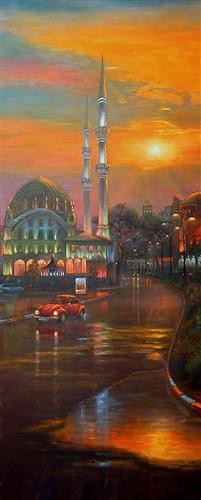 Painting titled "Tophane" by Nihat Evren Derman, Original Artwork, Oil