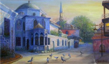Painting titled "Bayrampaşa Külliyesi" by Nihat Evren Derman, Original Artwork, Oil