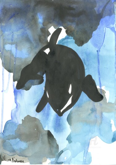 Картина под названием "Orca" - Niina Niskanen, Подлинное произведение искусства, Акварель