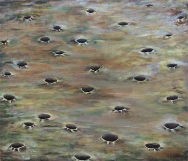 Painting titled "holes...holes again" by Nijeena Neelambaram, Original Artwork