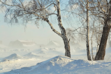 Photographie intitulée "Метель в деревне" par Nikolai Matiushenkov, Œuvre d'art originale