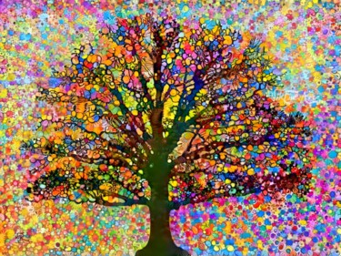 Malarstwo zatytułowany „FLOWER TREE 2 - NIK…” autorstwa Nik Tod, Oryginalna praca, Akryl Zamontowany na Drewniana rama noszy