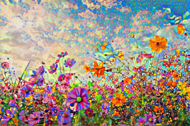 Peinture intitulée "MODERN WILDFLOWERS…" par Nik Tod, Œuvre d'art originale, Acrylique Monté sur Châssis en bois